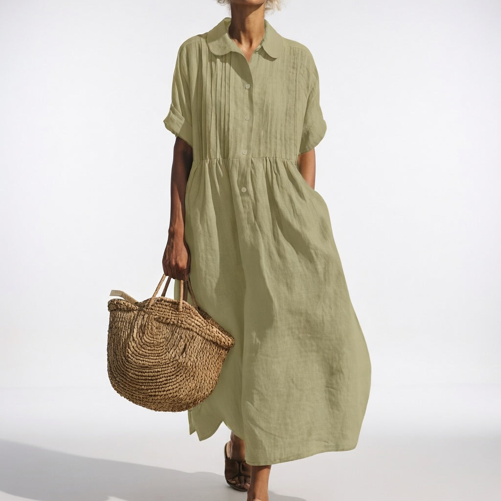 Quorissa - Robe chemise longue femme en coton fluide et confortable