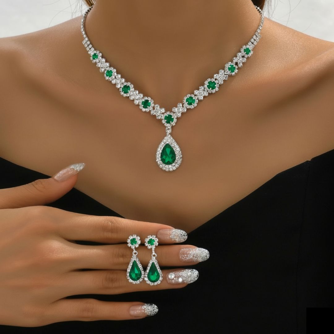 Gwenelivra - Ensemble de Bijoux Élégant en Zirconia Bleu Profond