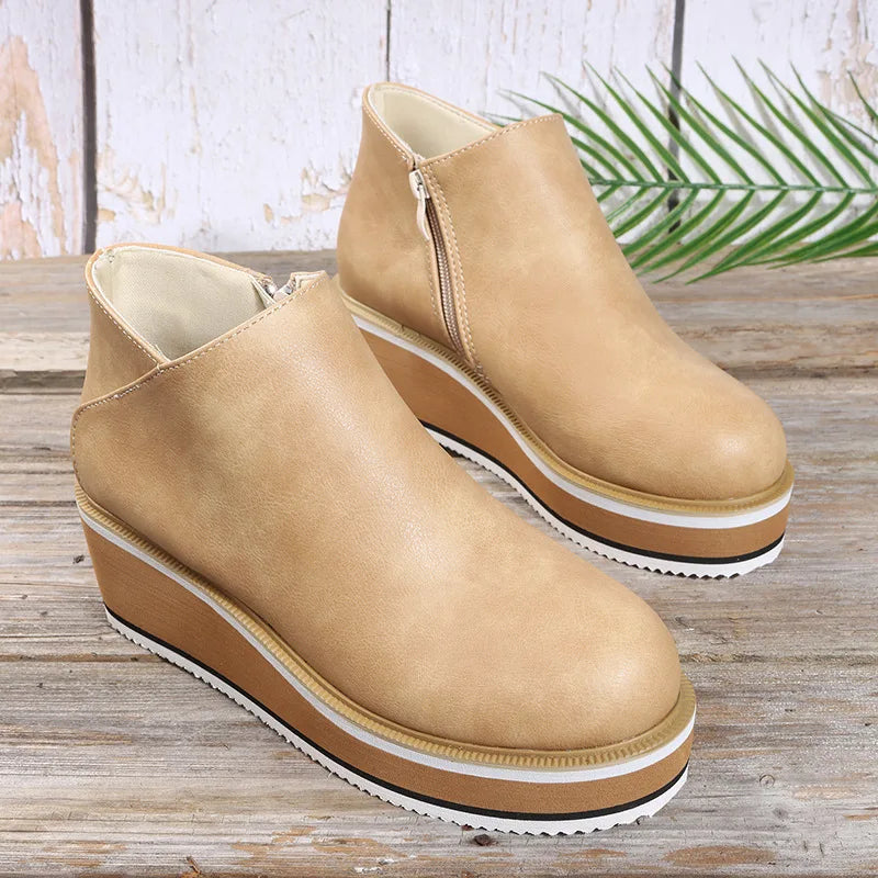 Georgette - Bottines femme compensées avec zip latéral
