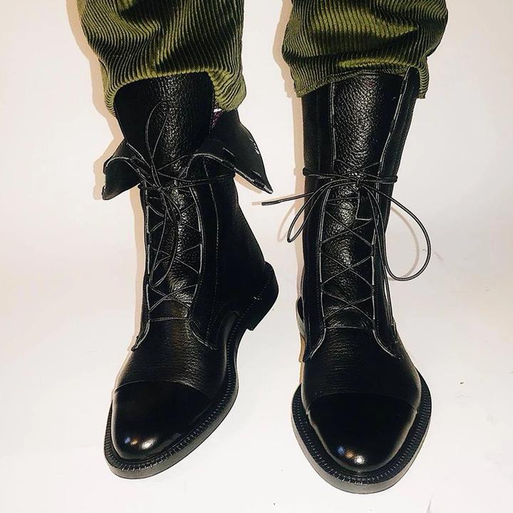 Mireille - Bottes en cuir verni style britannique pour femmes