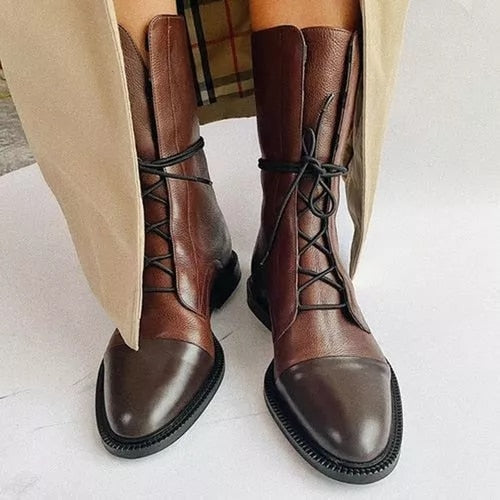 Mireille - Bottes en cuir verni style britannique pour femmes