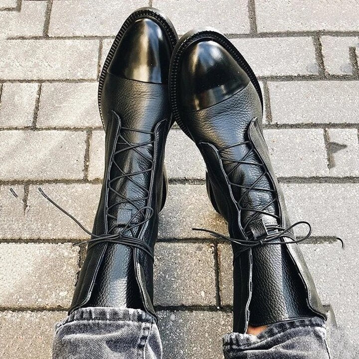 Mireille - Bottes en cuir verni style britannique pour femmes