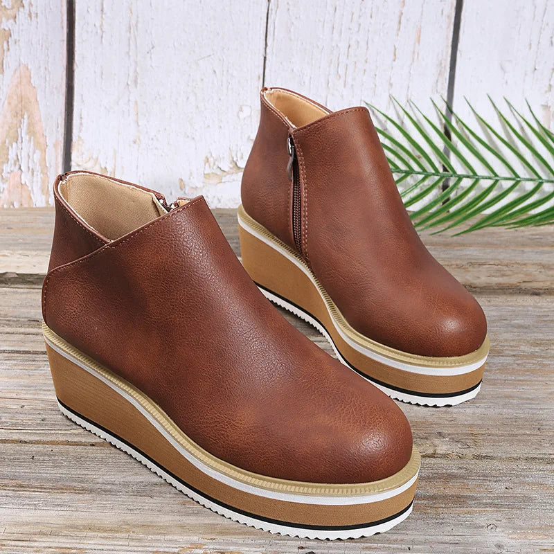 Georgette - Bottines femme compensées avec zip latéral