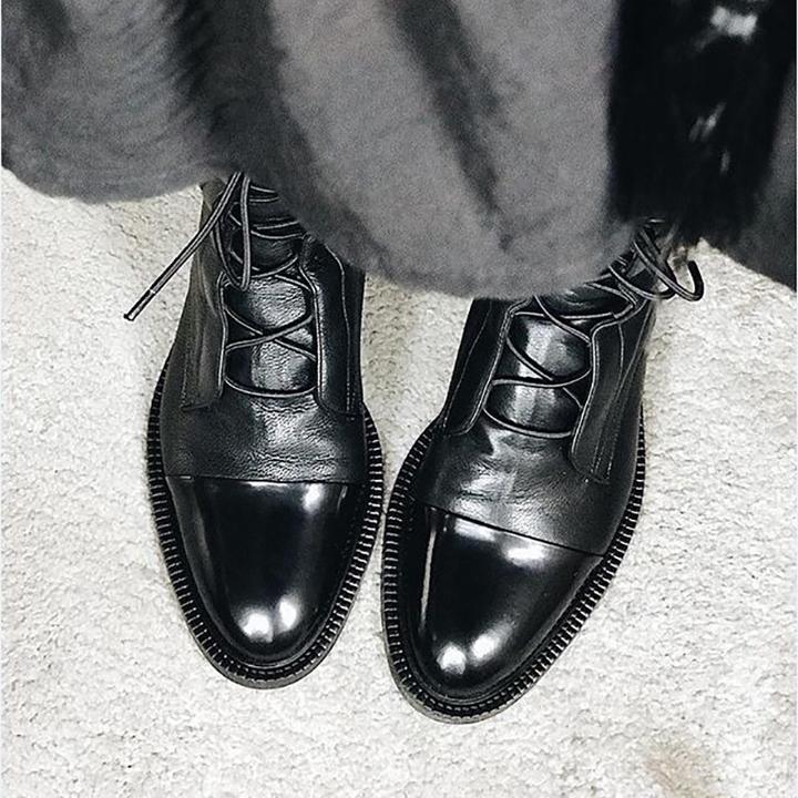 Mireille - Bottes en cuir verni style britannique pour femmes