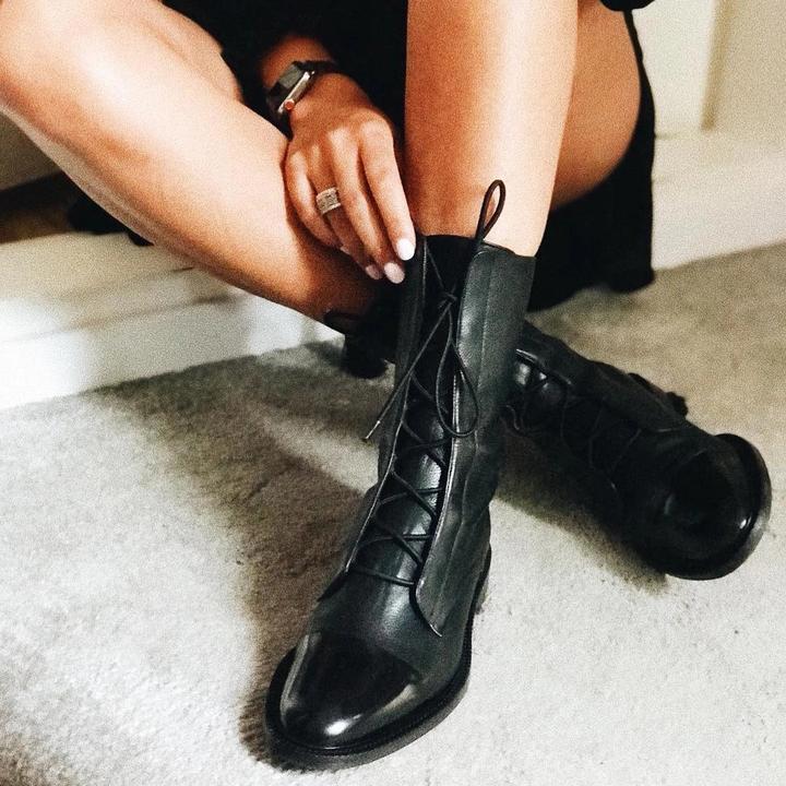 Mireille - Bottes en cuir verni style britannique pour femmes