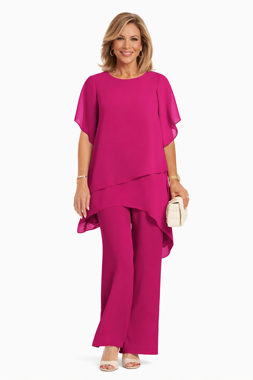Avelonix - Ensemble femme deux pièces fluide élégant pantalon large soirée