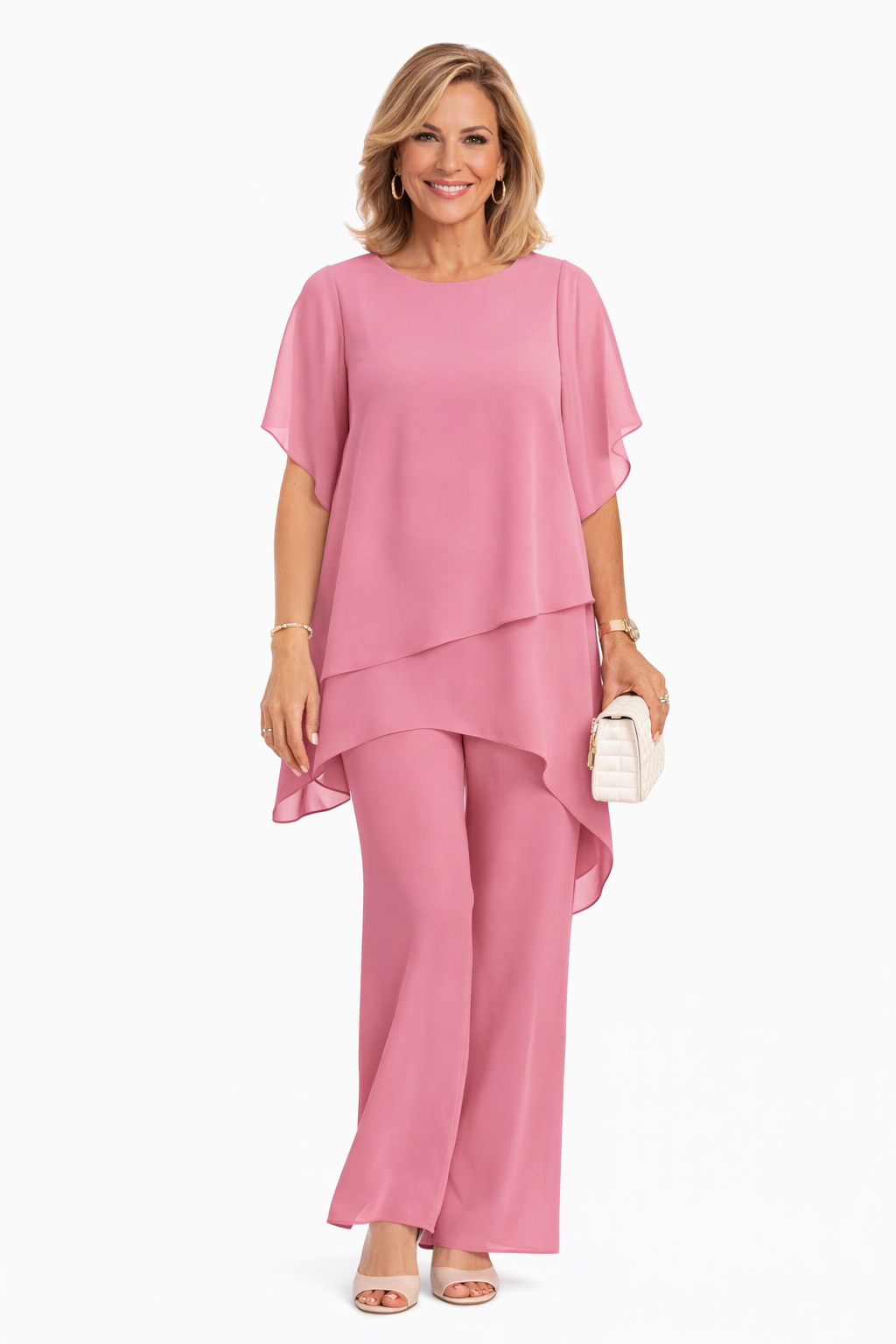 Avelonix - Ensemble femme deux pièces fluide élégant pantalon large soirée