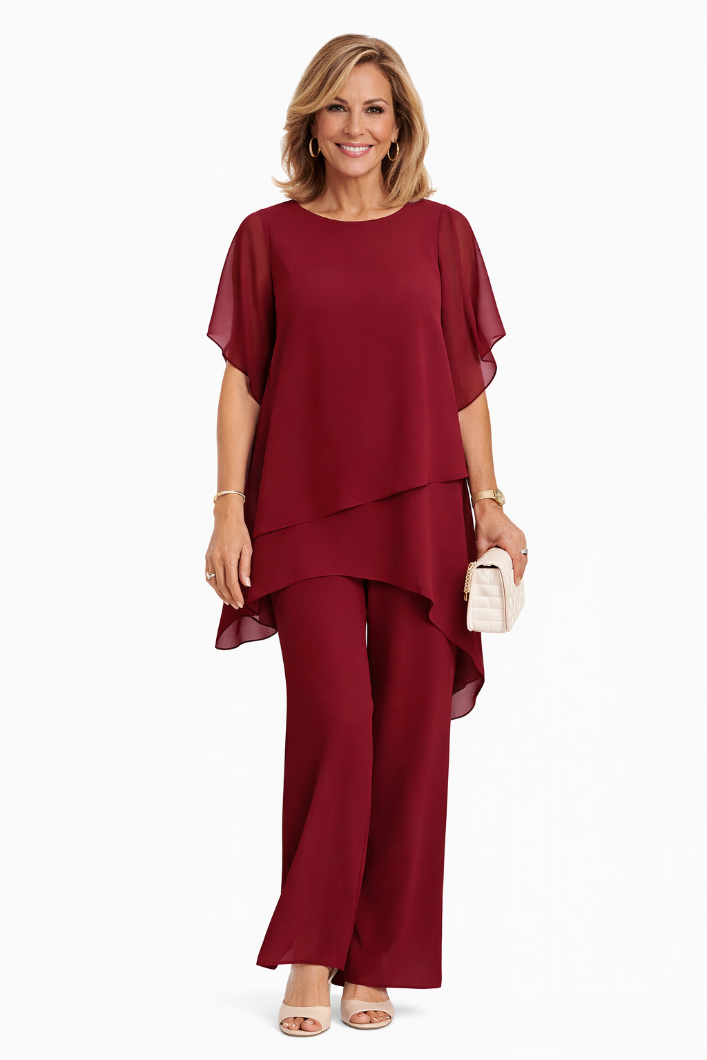 Avelonix - Ensemble femme deux pièces fluide élégant pantalon large soirée