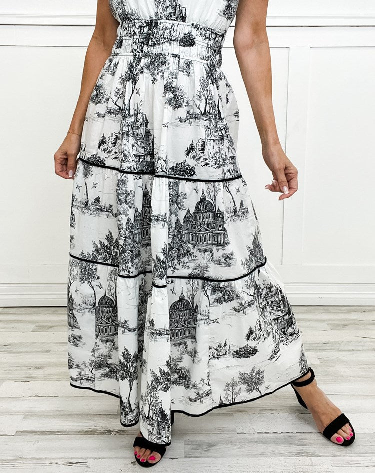 Selindra - Robe Maxi Classique à Imprimé Toile