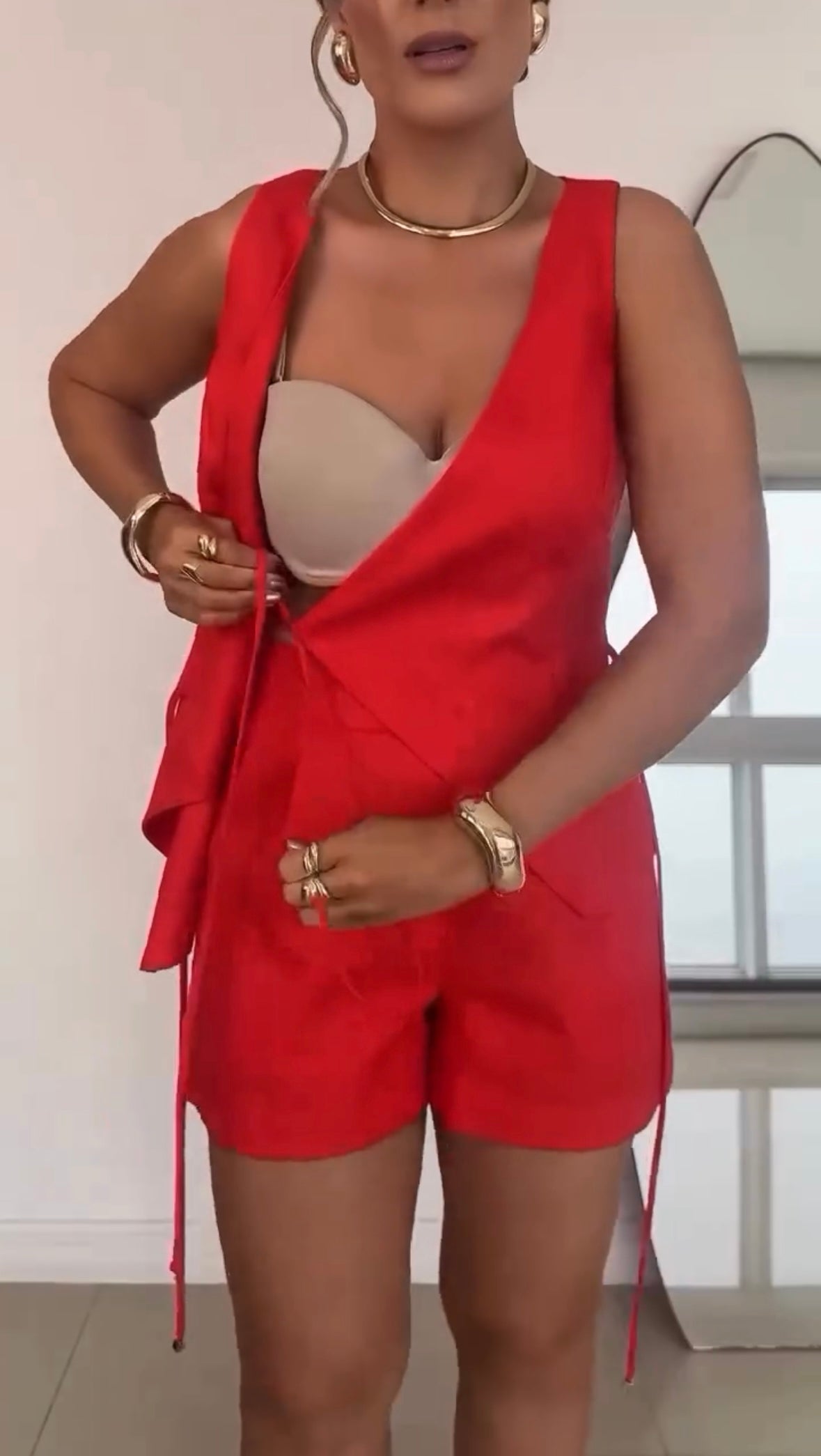 Nolene - Ensemble Chic Cordinato avec Top Cache-Cœur et Short