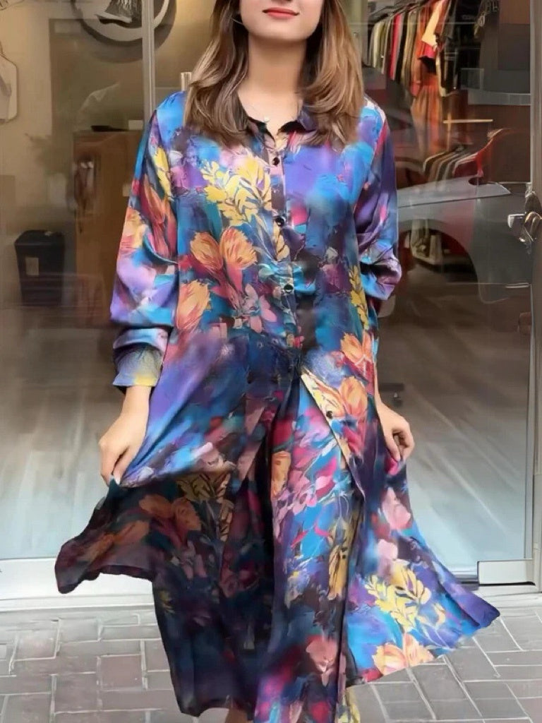 Clarice - Robe chemise fluide 2 pièces pour femmes