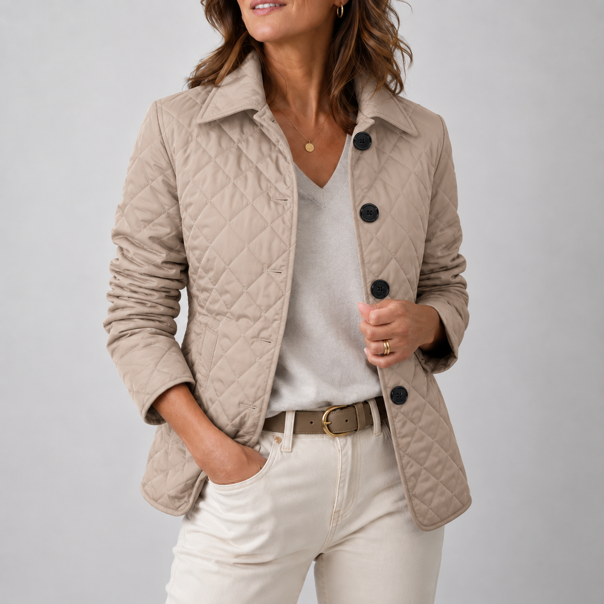 Roseline - Veste matelassée longue femme avec col montant