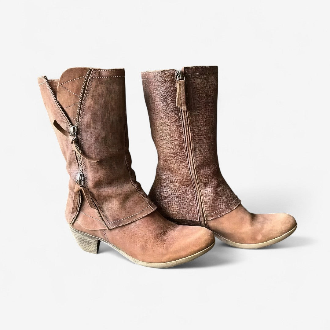 Anerisse - Bottes d’hiver pour femme en cuir imperméable au style intemporel