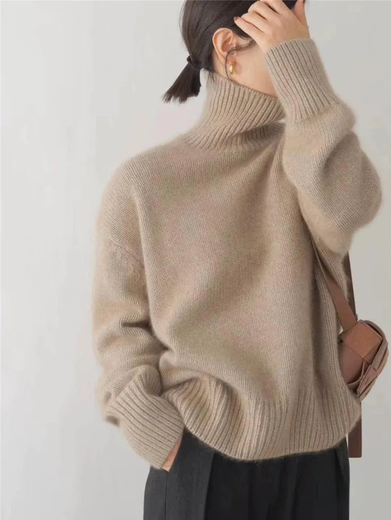 Karine - Pull à col roulé confortable et doux en maille