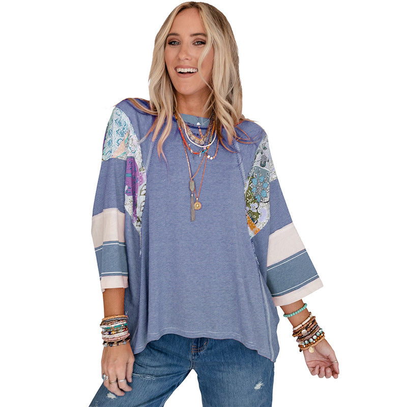 Mirelya - Haut Batwing Patchwork Léger