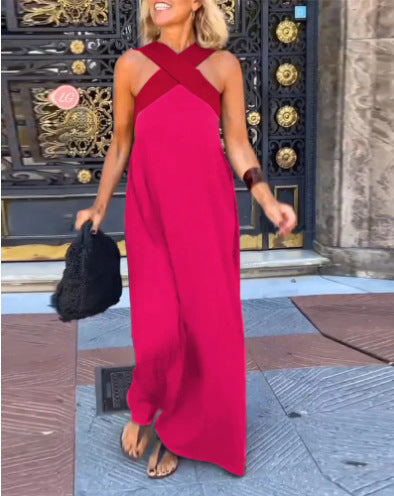 Izzaline - Robe longue femme à encolure croisée et épaules dénudées