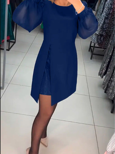 Carine - Robe midi deux-pièces élégante avec fente haute
