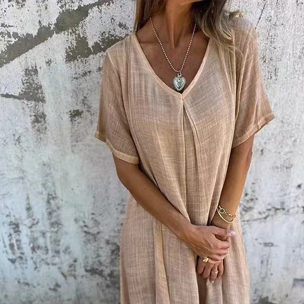 Fiorina - Robe Ample en Coton et Lin au Col V