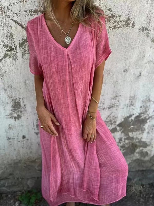 Fiorina - Robe Ample en Coton et Lin au Col V