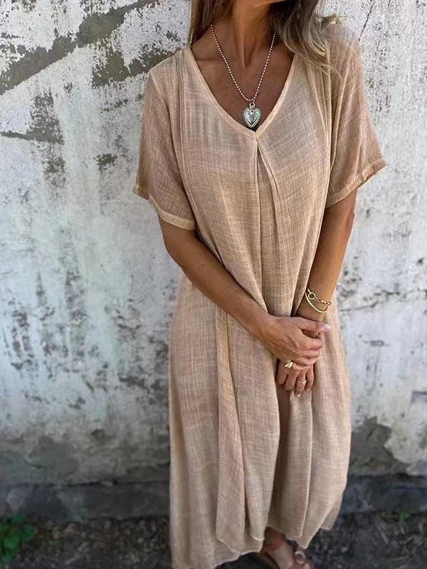 Fiorina - Robe Ample en Coton et Lin au Col V