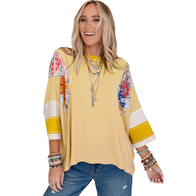 Mirelya - Haut Batwing Patchwork Léger