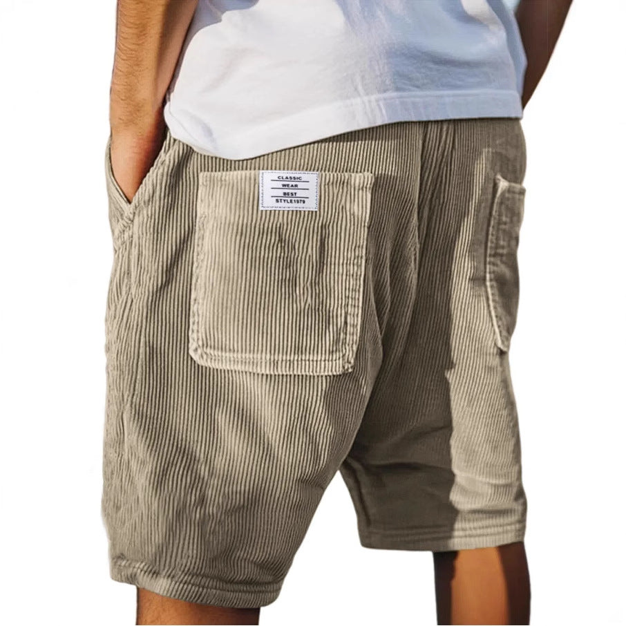 Gideon - Short homme velours côtelé poches taille élastique casual