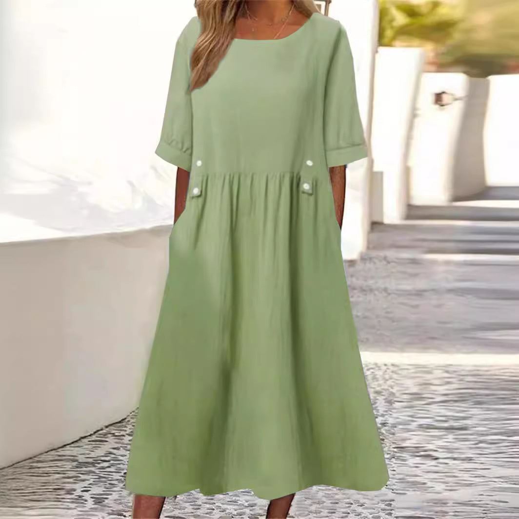 Amaris - Robe en Lin de Coton Élégante et Confortable