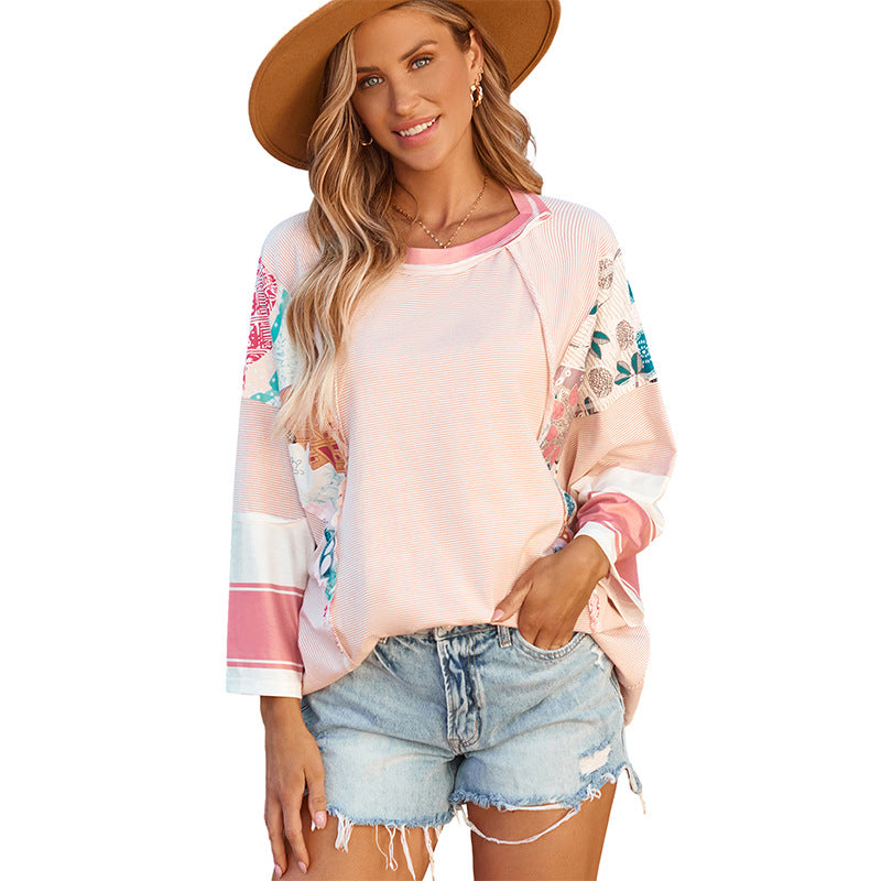 Mirelya - Haut Batwing Patchwork Léger