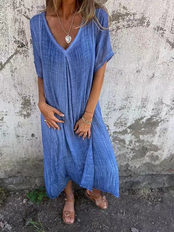 Fiorina - Robe Ample en Coton et Lin au Col V