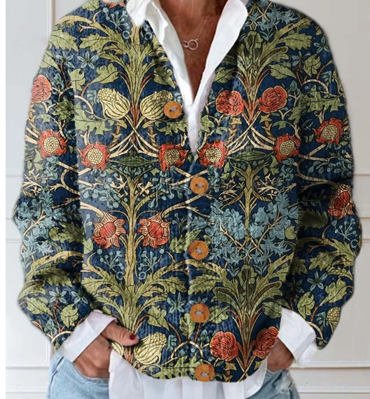 Marionelle - Gilet en Maille à Motifs Floraux Vintage