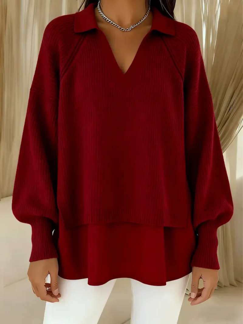 Helisavina - Pull Superposé Chic à Col V