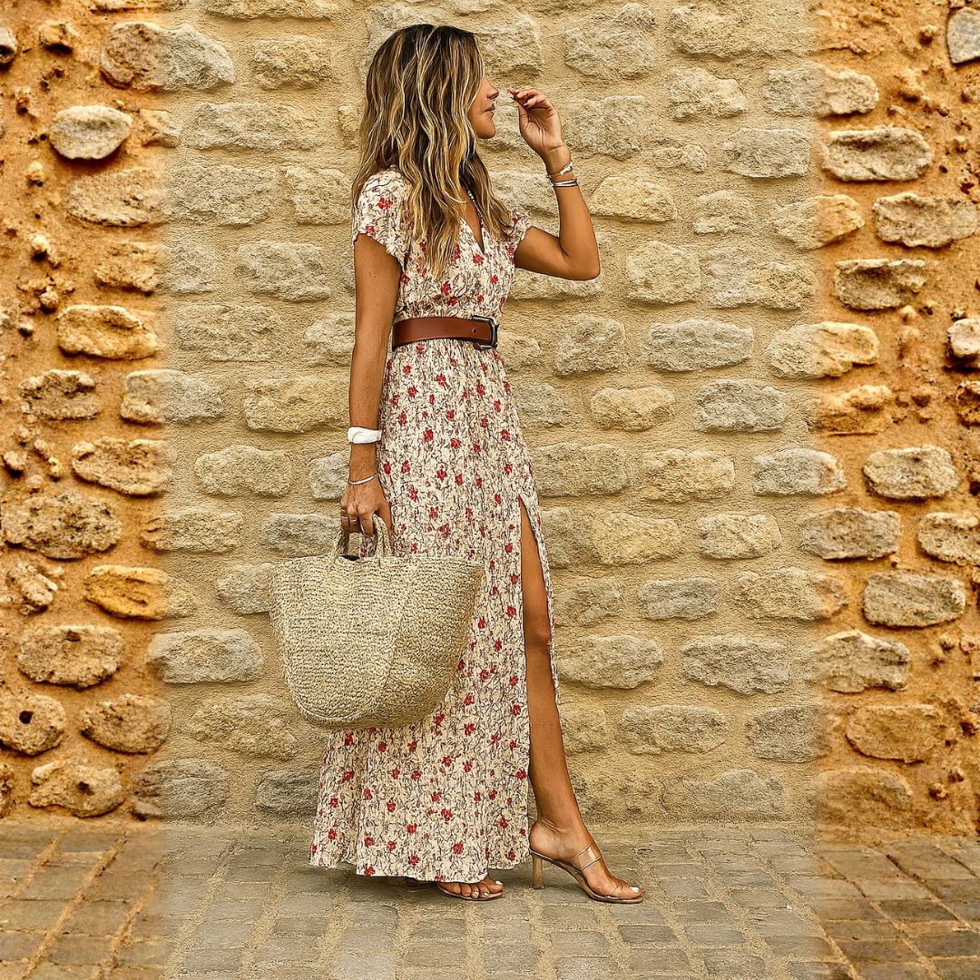 Justine™ – Robe longue bohème fluide avec ceinture