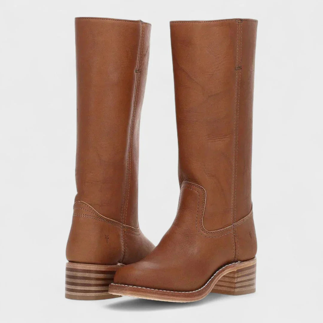 Marivellea - Bottes en Cuir Rétro pour Femme