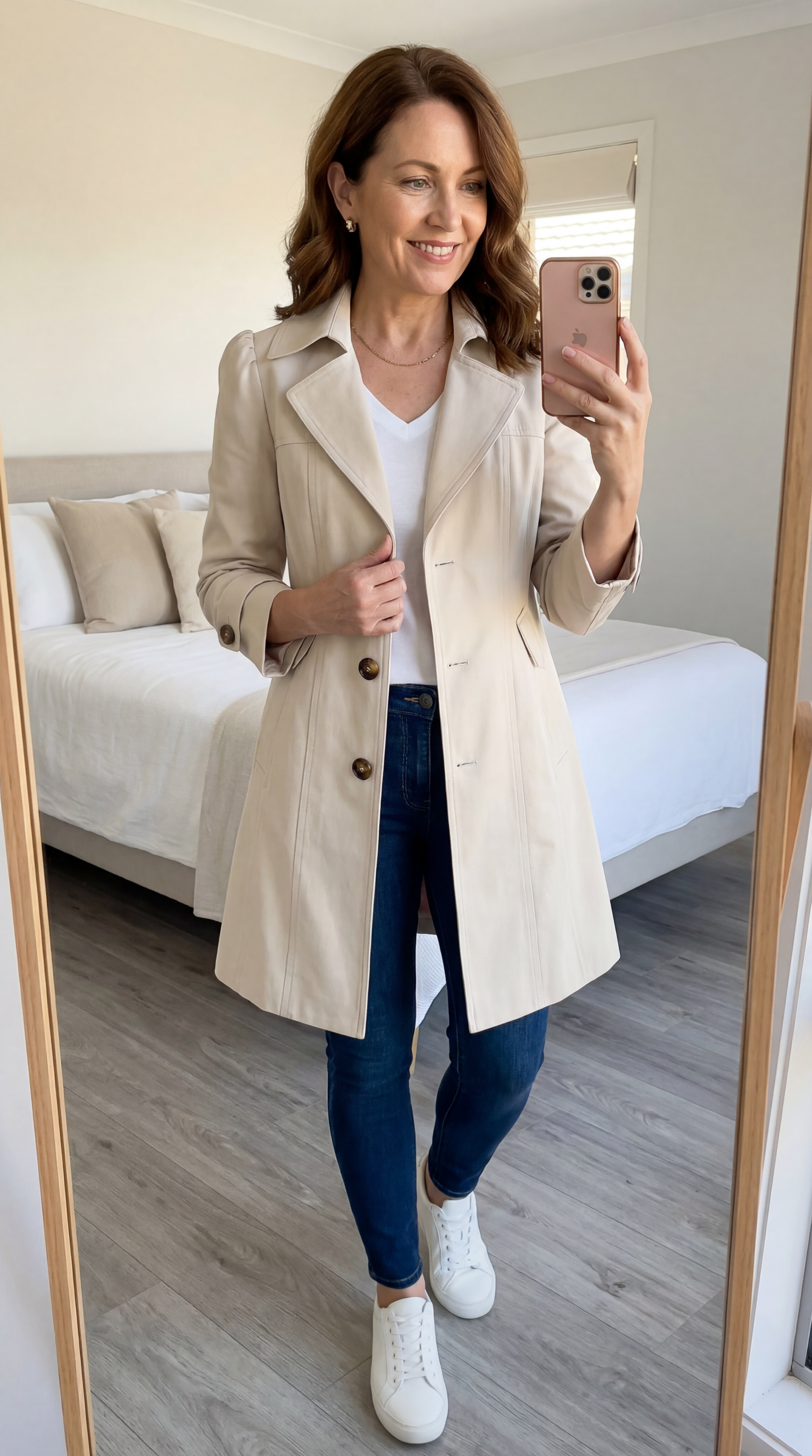 Glyorae - Manteau trench femme élégant coupe ajustée style classique intemporel