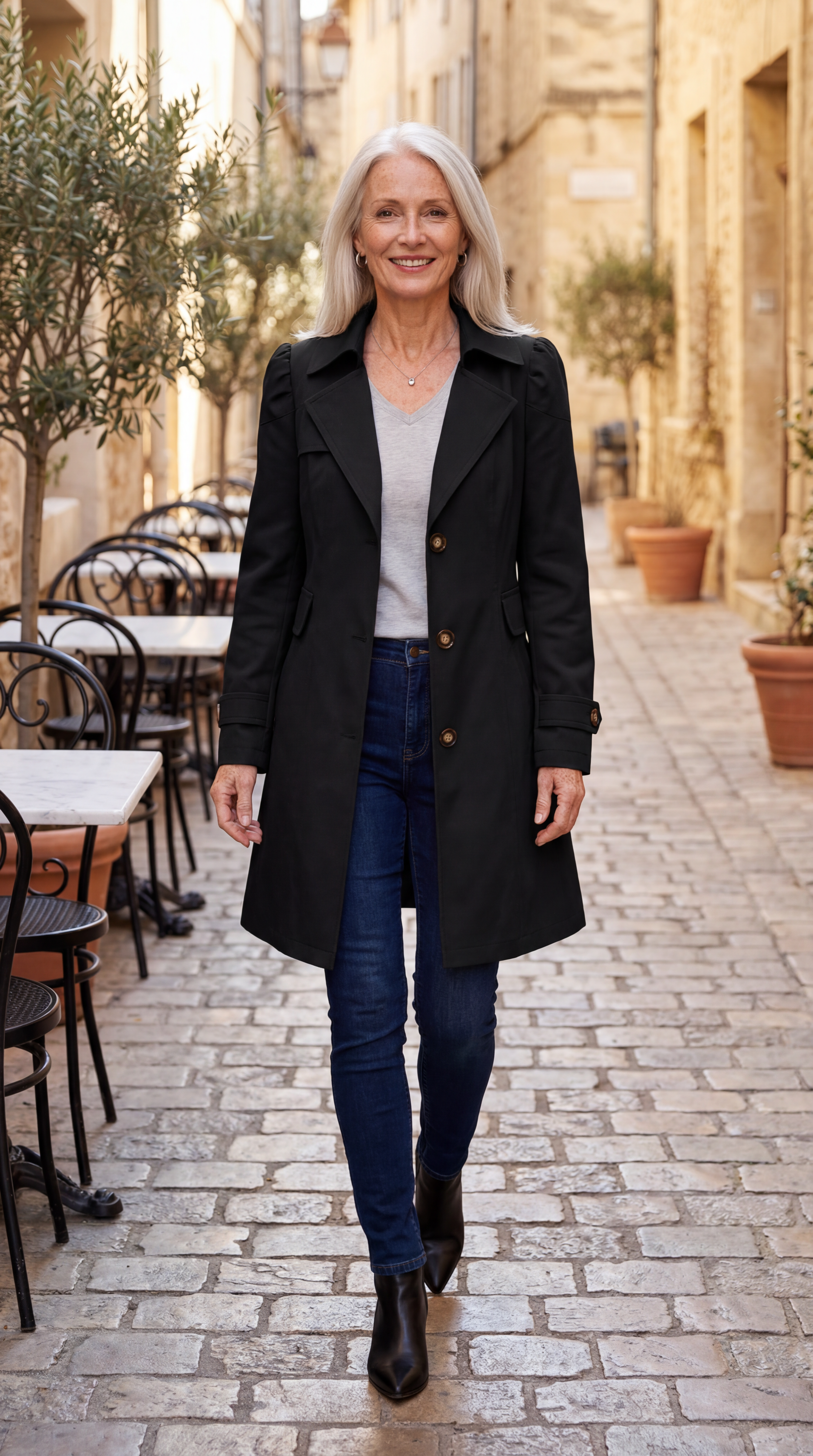Glyorae - Manteau trench femme élégant coupe ajustée style classique intemporel