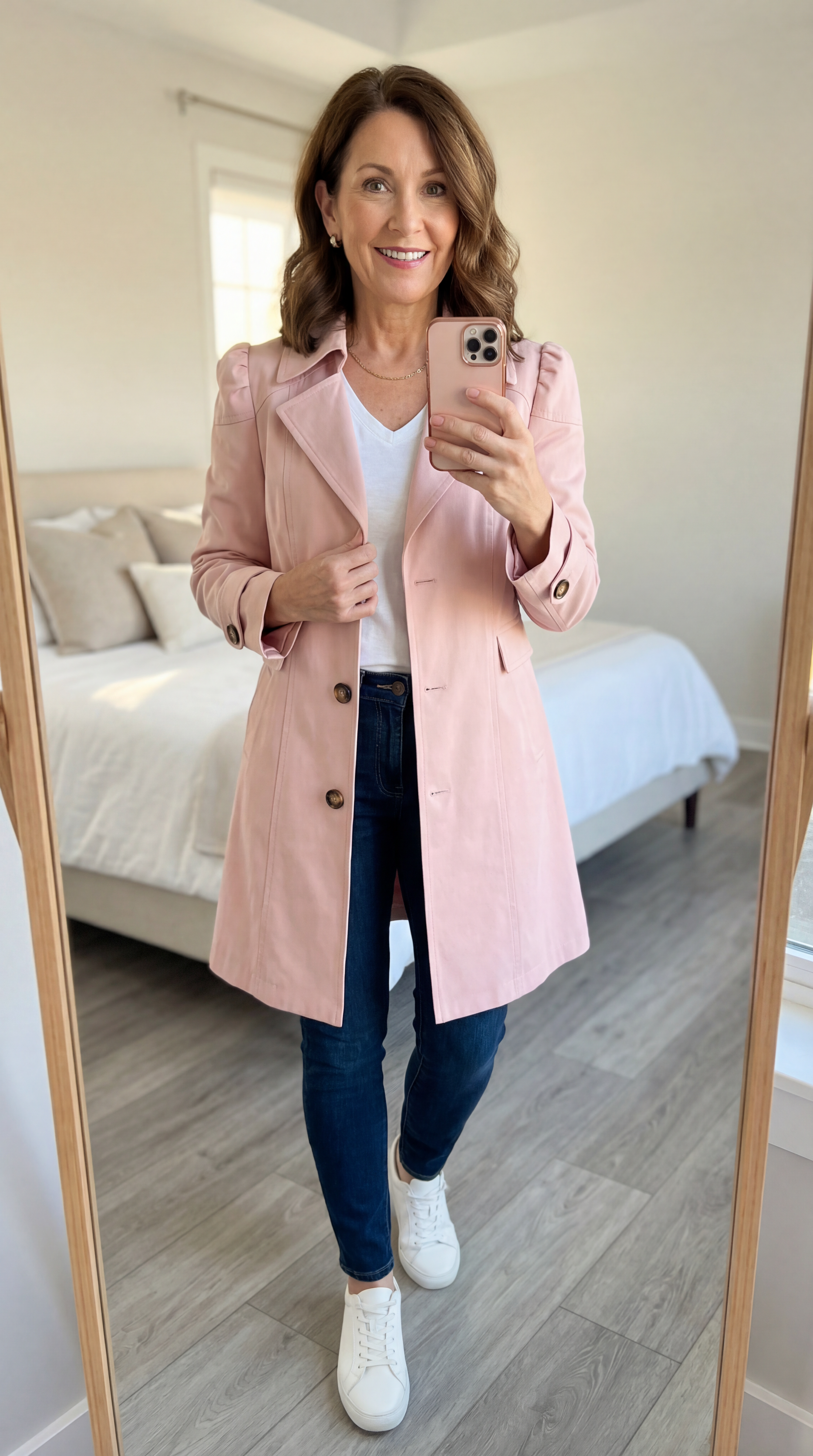 Glyorae - Manteau trench femme élégant coupe ajustée style classique intemporel