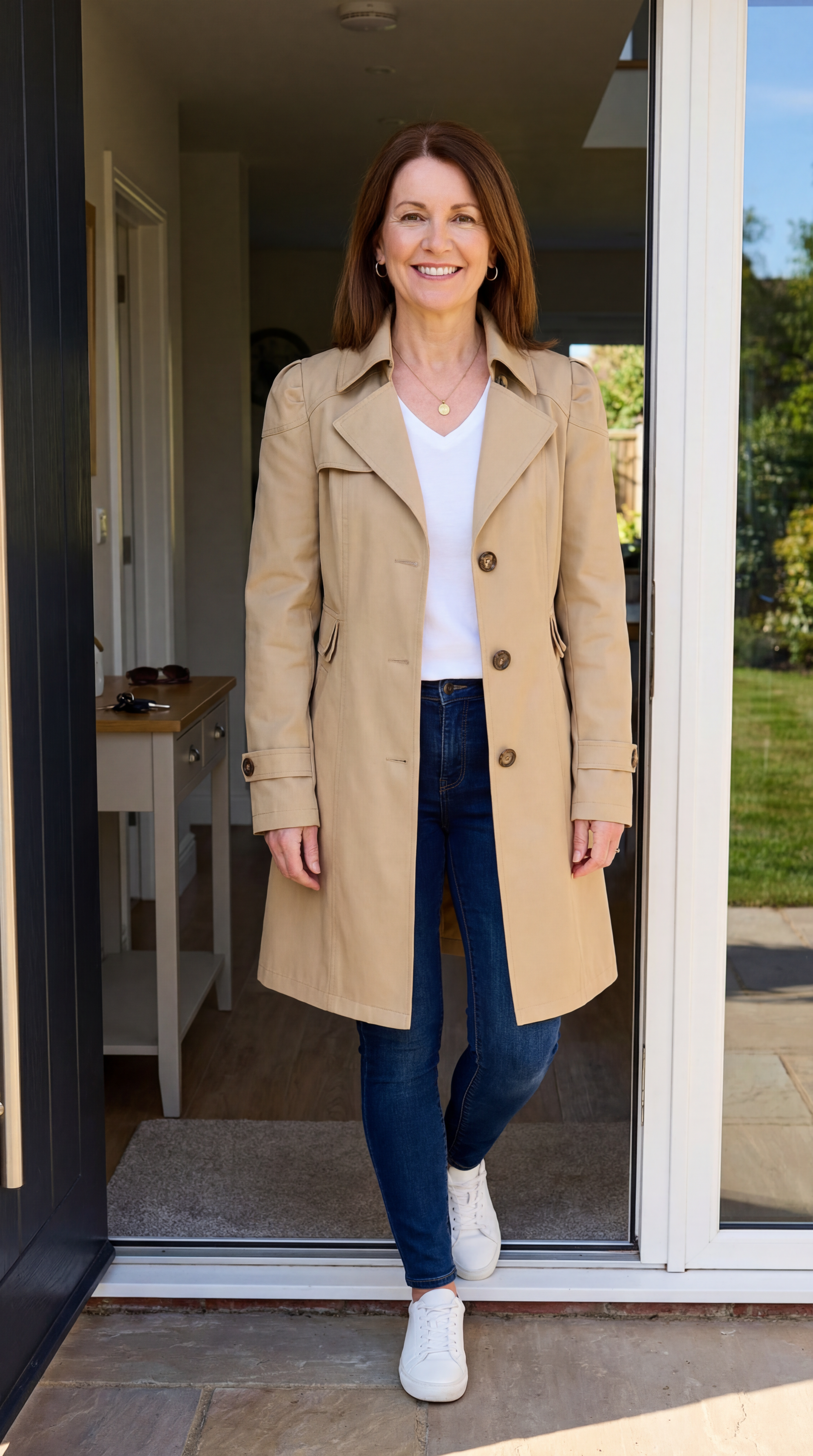 Glyorae - Manteau trench femme élégant coupe ajustée style classique intemporel