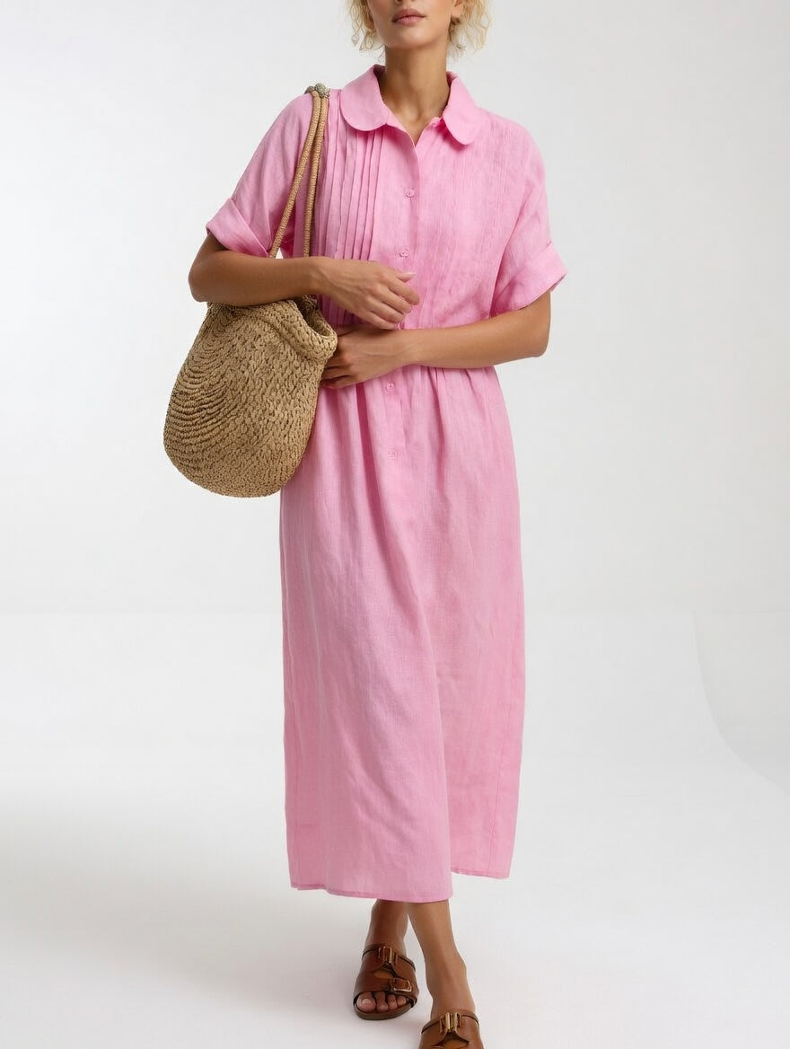 Quorissa - Robe chemise longue femme en coton fluide et confortable