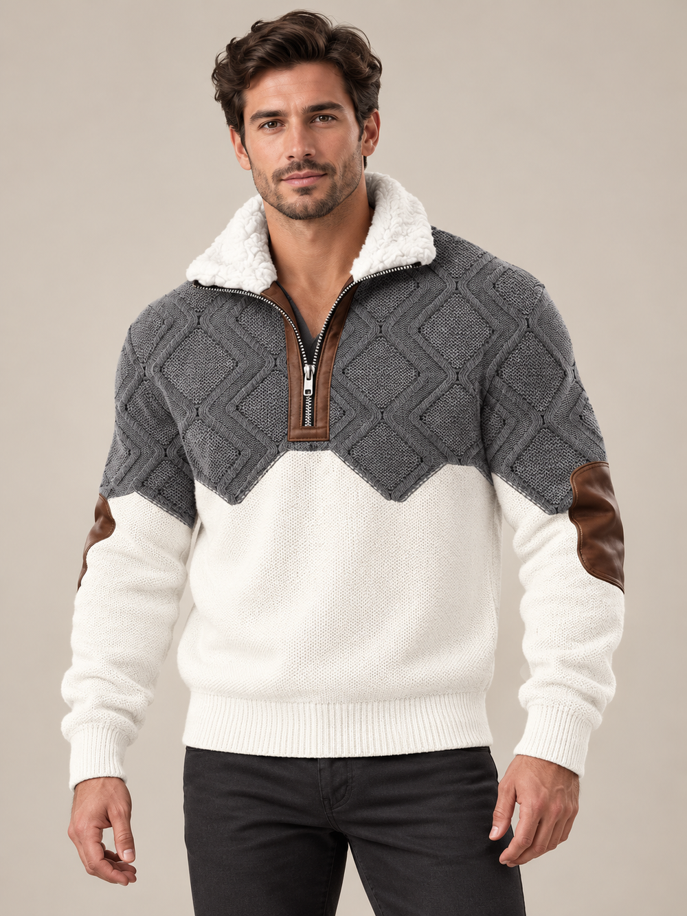 Joris - Pull Zippé Doublé à Col Haut