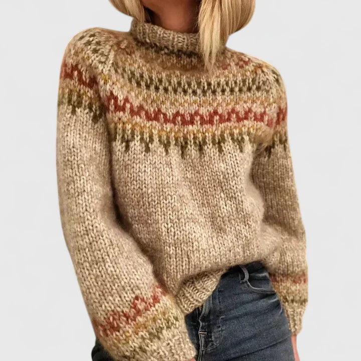 Faylorina - Pull Sophistiqué à Motifs Nordiques