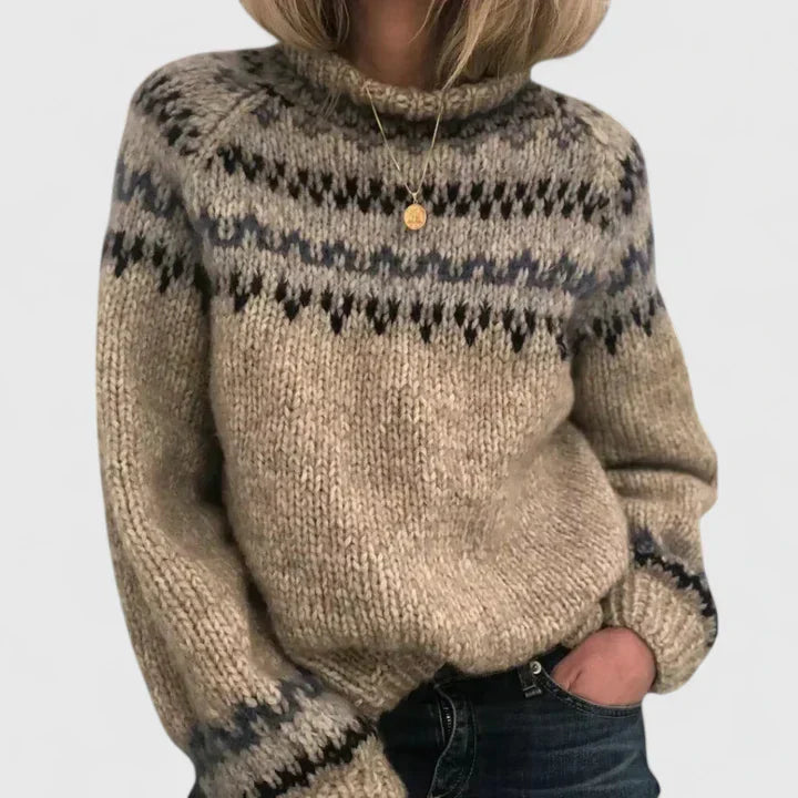 Faylorina - Pull Sophistiqué à Motifs Nordiques