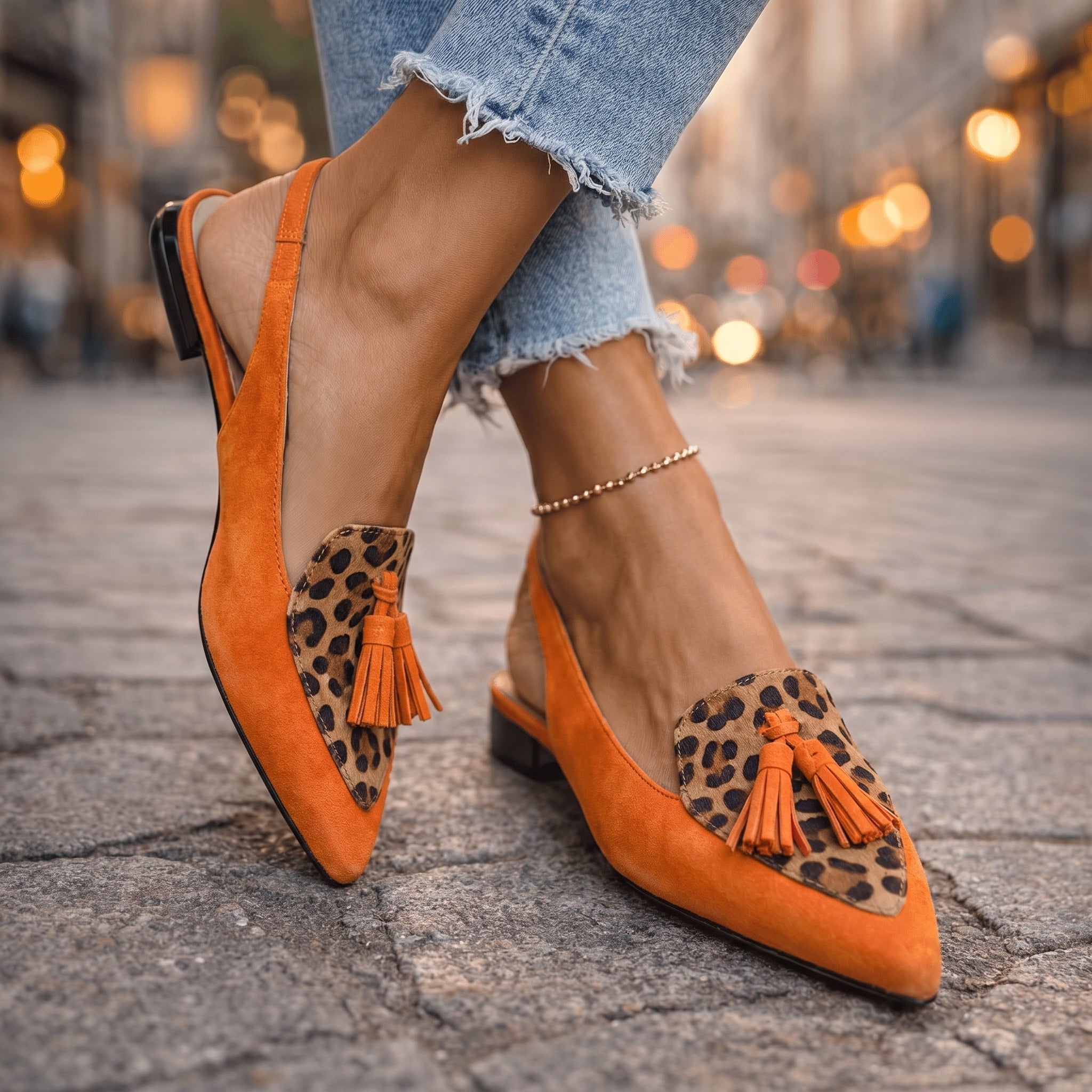 Nexoria - Mules femme bicolores élégantes à pompons tendance