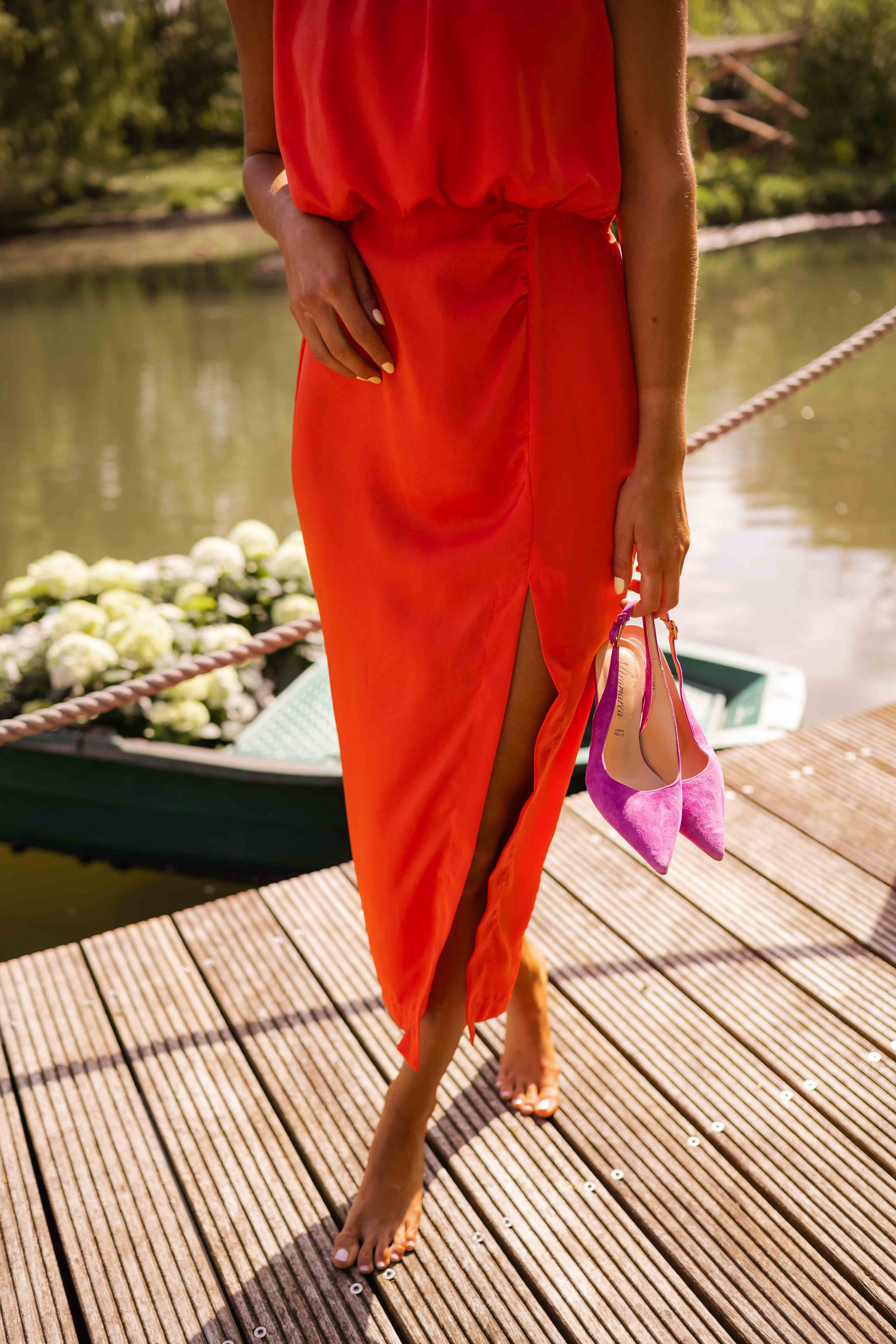 Anavella - Robe Midi d'Été Élégante au Design Fluide et Raffiné