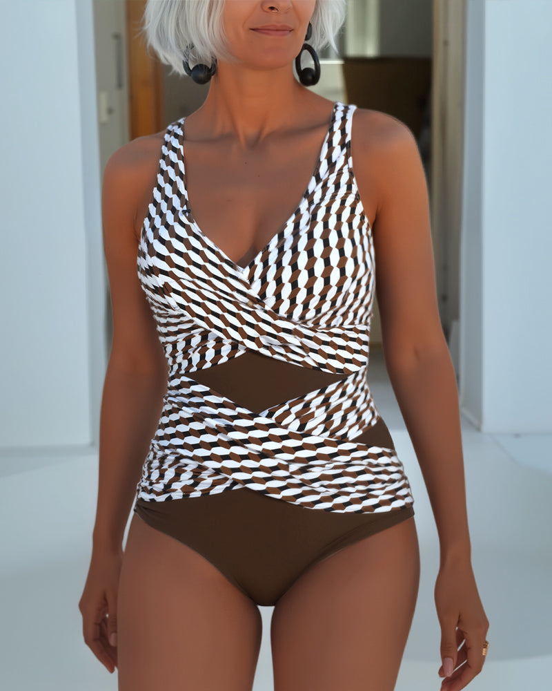 Lovessia - Maillot de bain une pièce élégant avec détail croisé sculptant