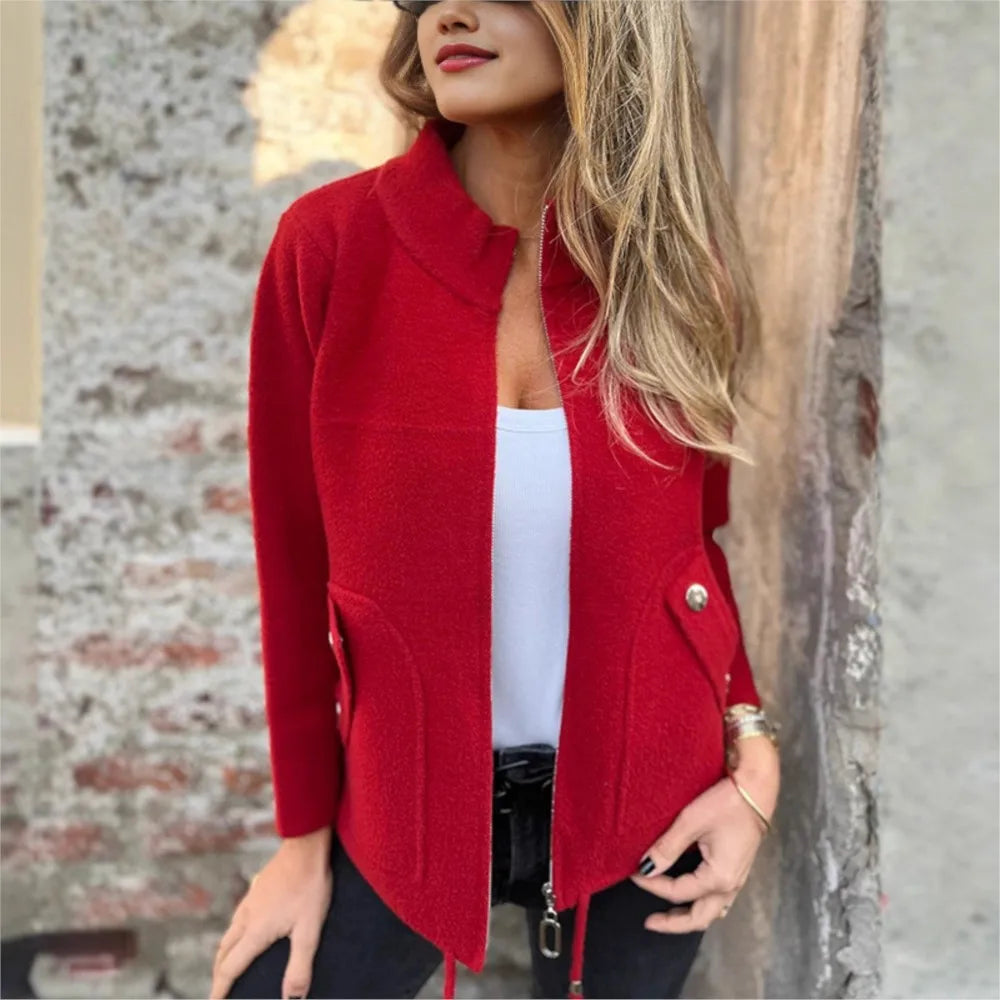 Alveria - Veste d’hiver pour femme à col haut et poches stylées
