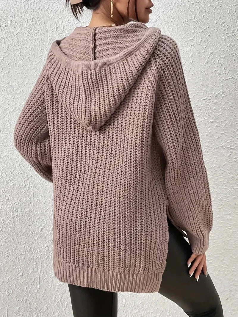Maryvonne - Pull à Capuche avec Ourlet Fendu pour un Look Décontracté