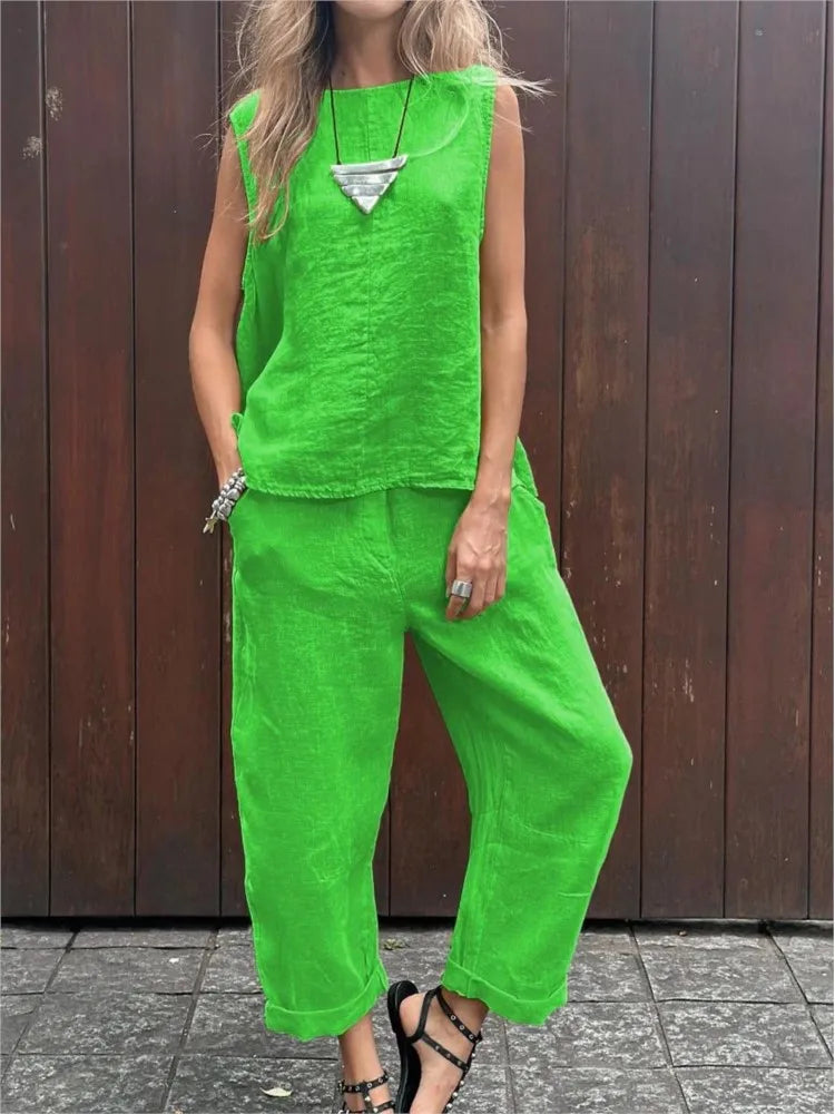 Ardelle - Ensemble Chic Deux Pièces – Top Sans Manches et Pantalon Élégant