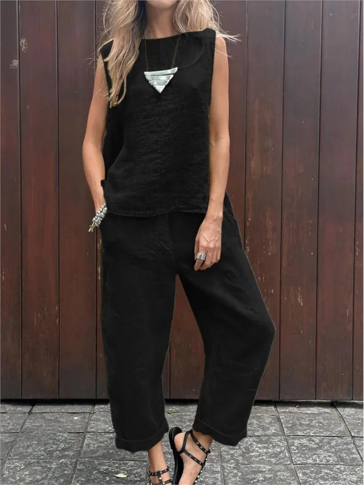 Ardelle - Ensemble Chic Deux Pièces – Top Sans Manches et Pantalon Élégant