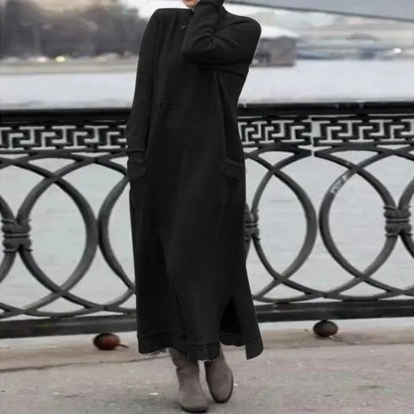 Delphine - Robe longue en velours décontractée et chaude