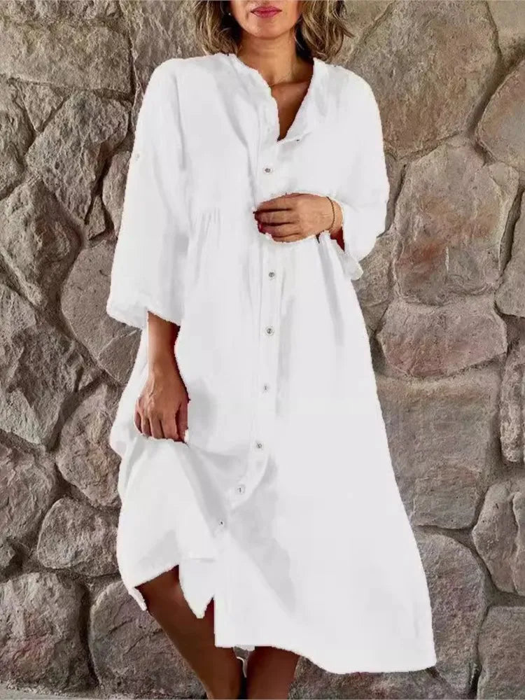 Gertrude - Robe Chemise en Coton et Lin